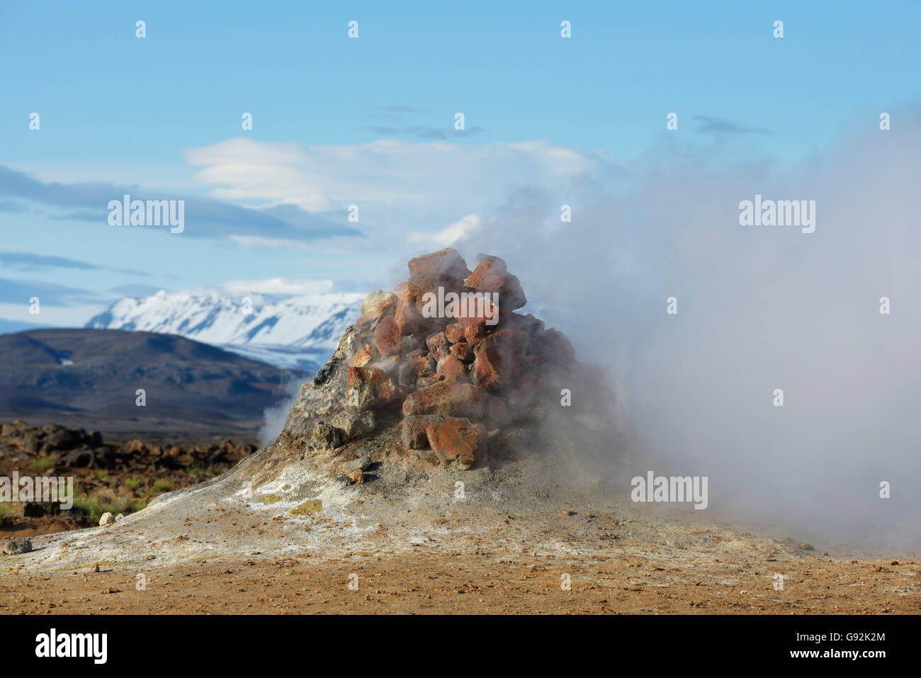 La solfatare, température élevée, Namafjall zone Hevrir, Myvatn, l'Islande, de l'Europe Banque D'Images