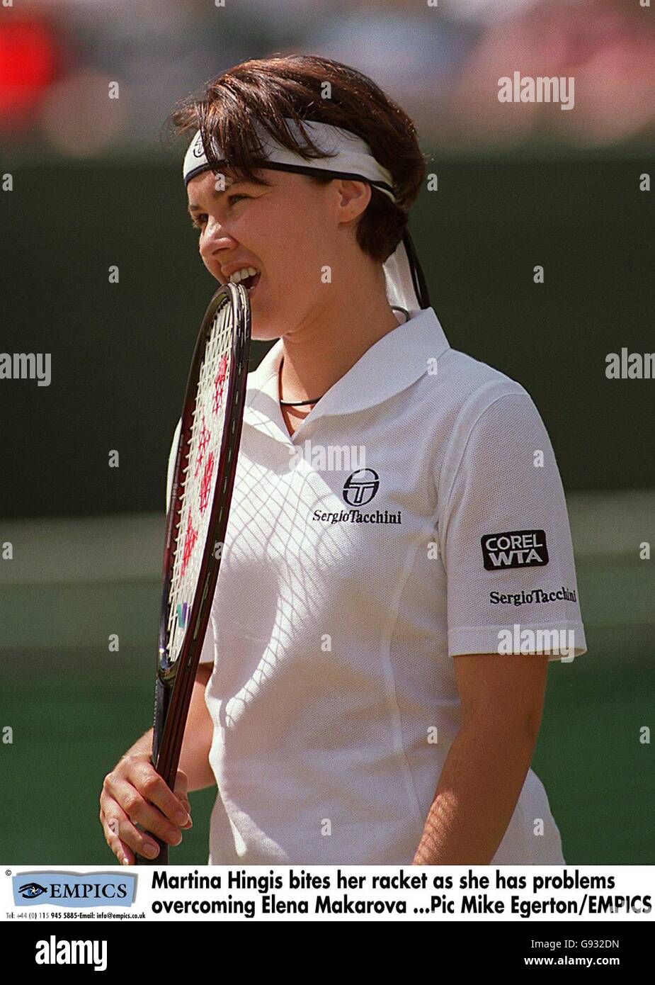 Tennis - Wimbledon - Championnat féminin - Série 2 - Martina Hingis v Elena Makarova Banque D'Images