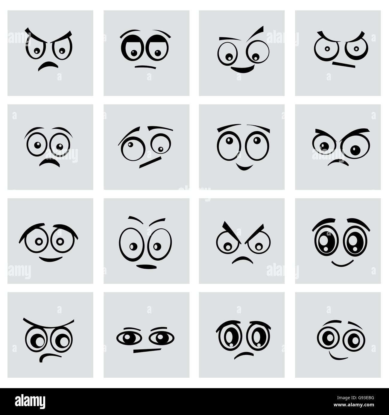 Vector cartoon noir yeux icon set Illustration de Vecteur