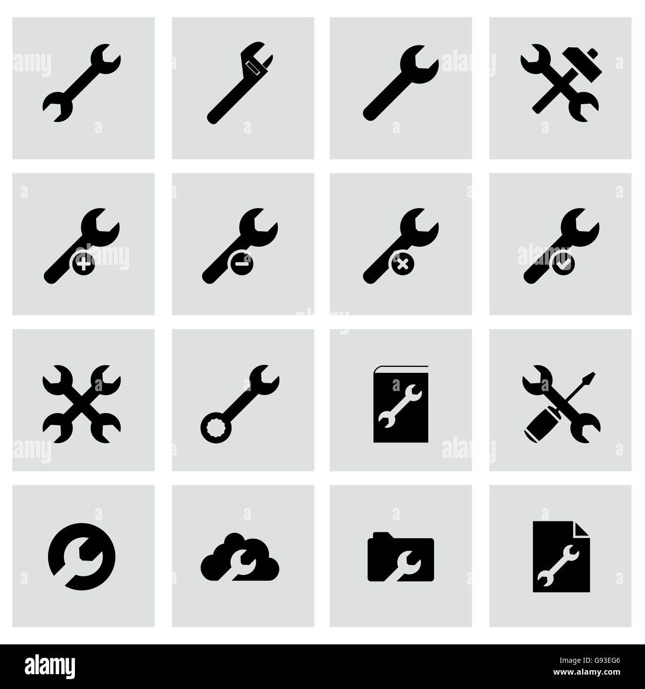 Les paramètres du vecteur clé noir icon set Illustration de Vecteur