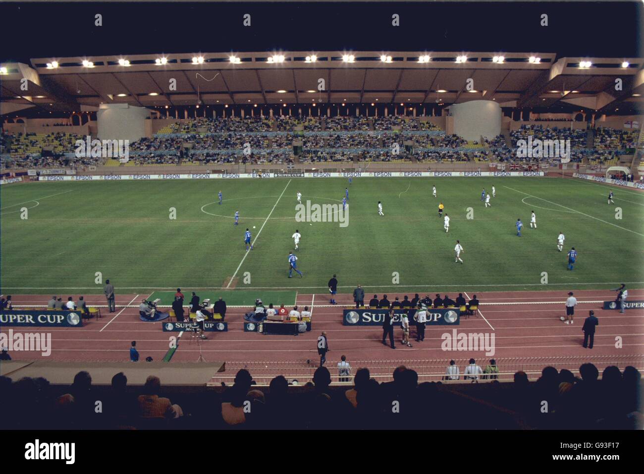 Football - UEFA Super Cup - Chelsea / Real Madrid - Monaco. Vue générale du stade Louis II, Monaco Banque D'Images