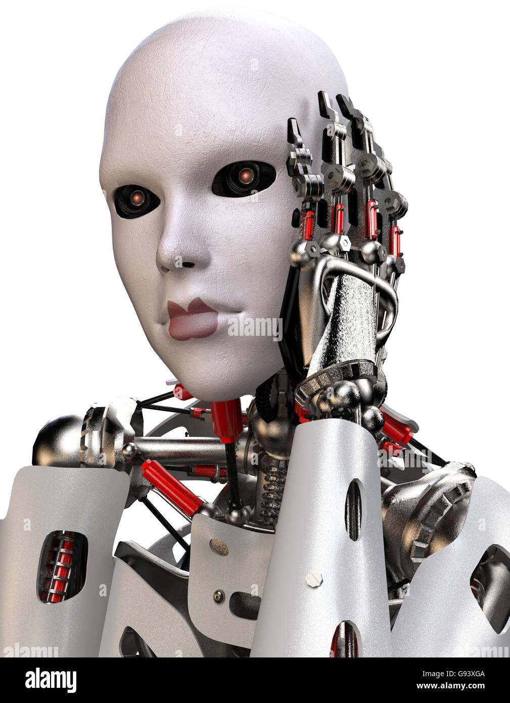 Robot woman posing comme un modèle Banque D'Images