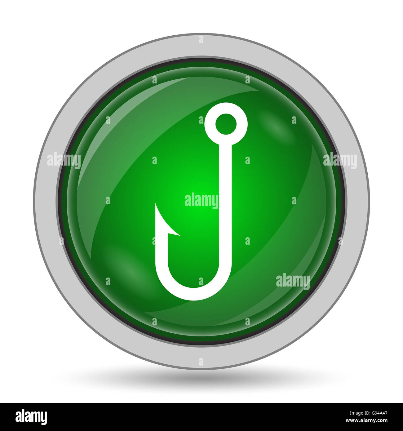 Icône de l'hameçon. Bouton Internet sur fond blanc. Banque D'Images