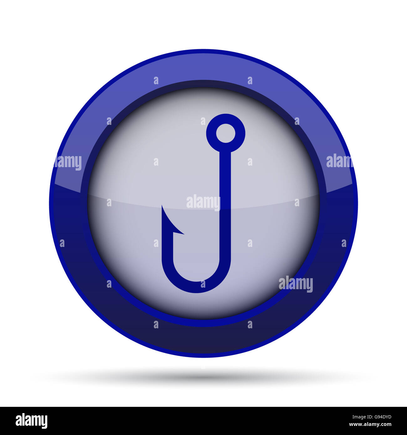 Icône de l'hameçon. Bouton Internet sur fond blanc. Banque D'Images