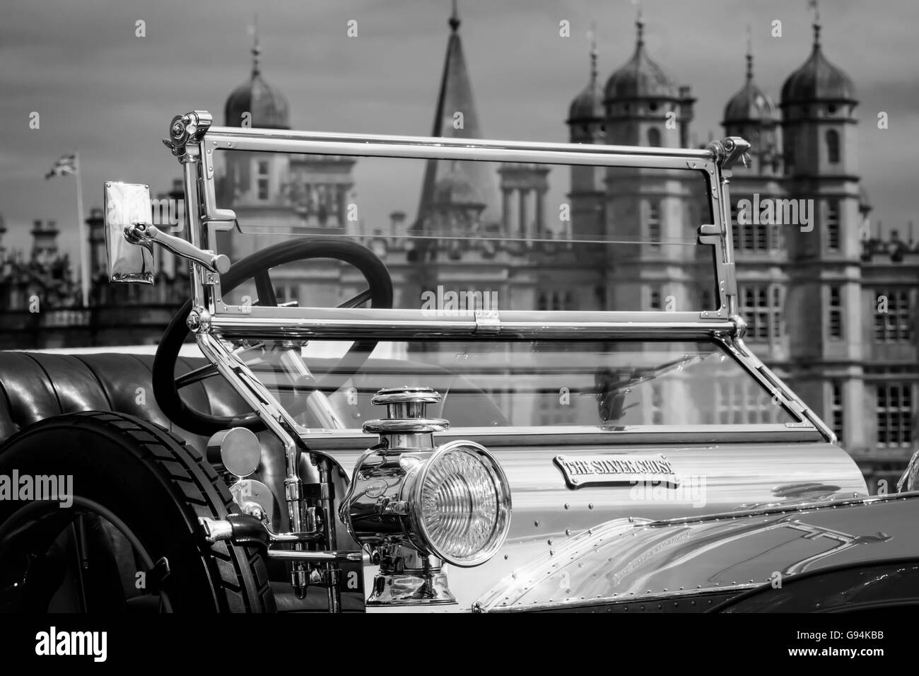 Rolls Royce Silver Ghost en noir et blanc Banque D'Images