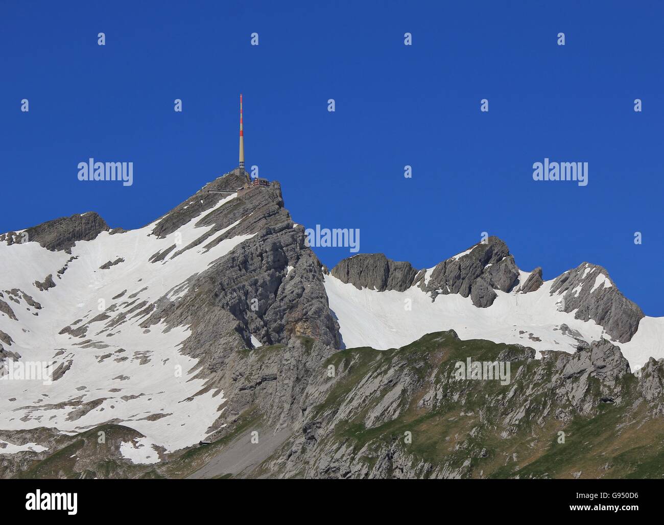 La station du sommet sur sommet du Mont Santis. Destination de voyage en Suisse. Banque D'Images