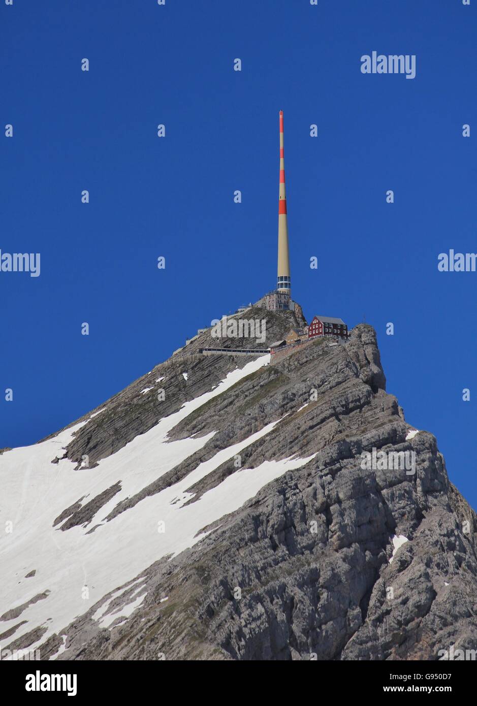Sommet du Mont Santis. Destination touristique dans le Canton de Appenzell, Suisse. Banque D'Images