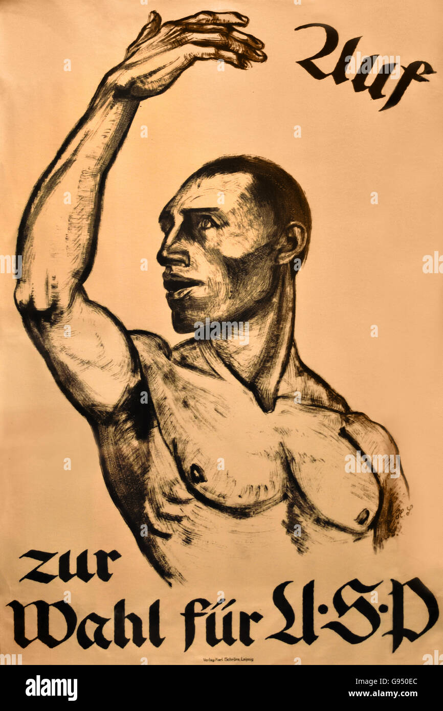 Auf zur Wahl für U.S.D - l'élection pour U.S.D - Recours contre les troupes coloniales françaises dans les régions allemandes occupées 1923 Allemagne Banque D'Images