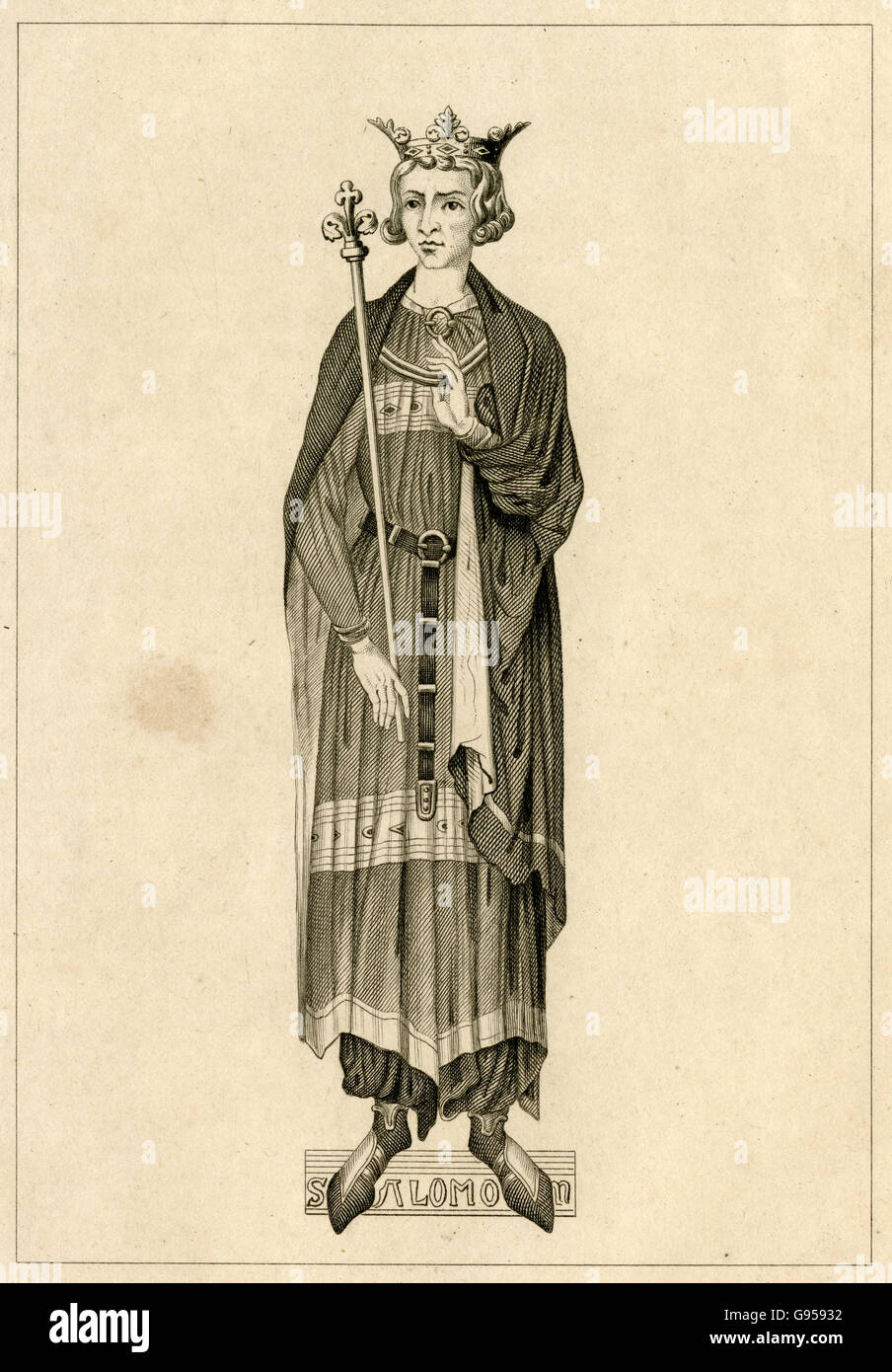 Gravure ancienne, vers 1880, de Louis IX de France. SOURCE : gravure originale. Banque D'Images
