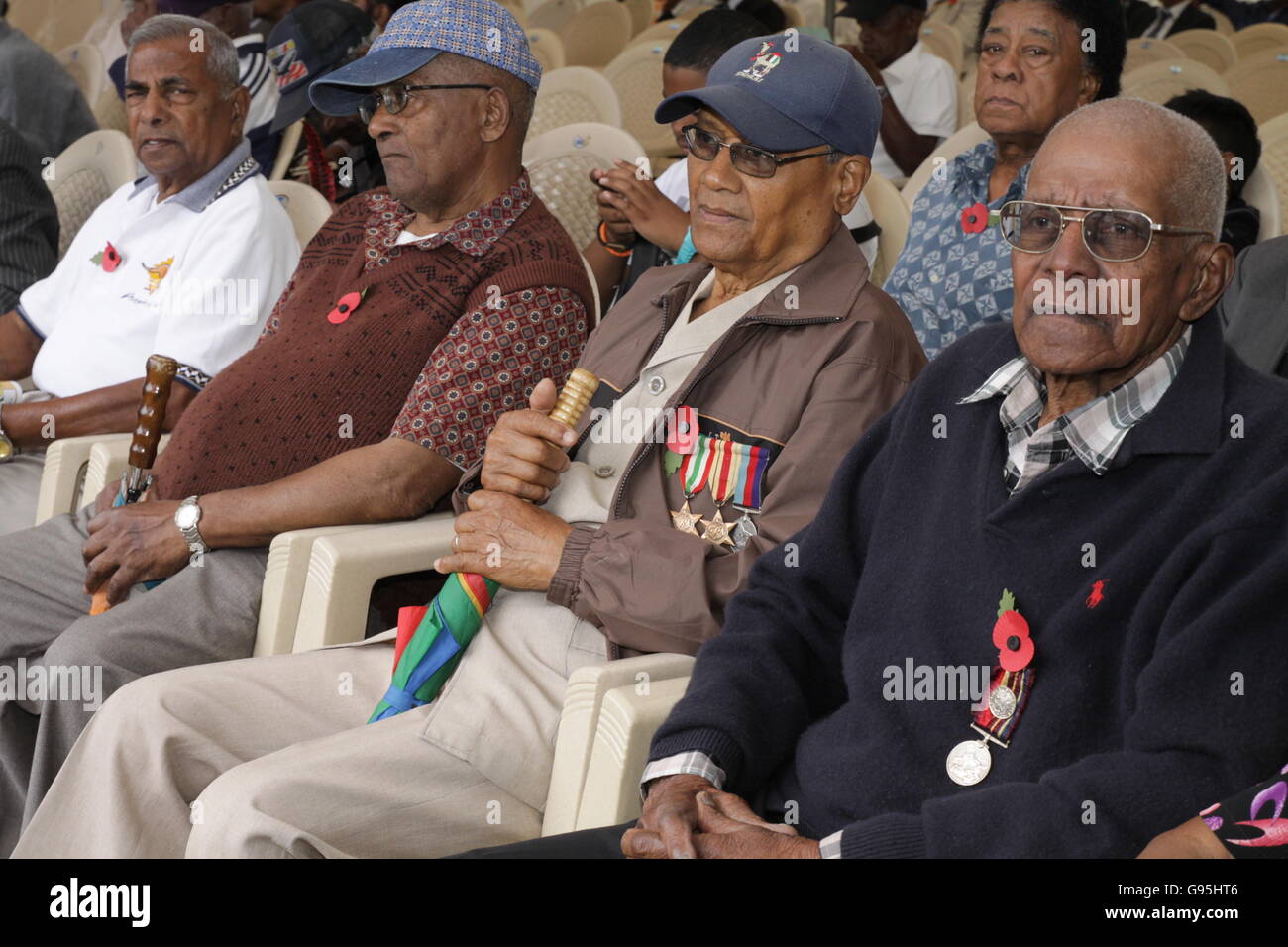 Armistice, soldats ont participé à la première guerre mondiale 2, cérémonie annuelle, à partir de la France, saluée par Navin Ramgoolam ex premier ministre Banque D'Images