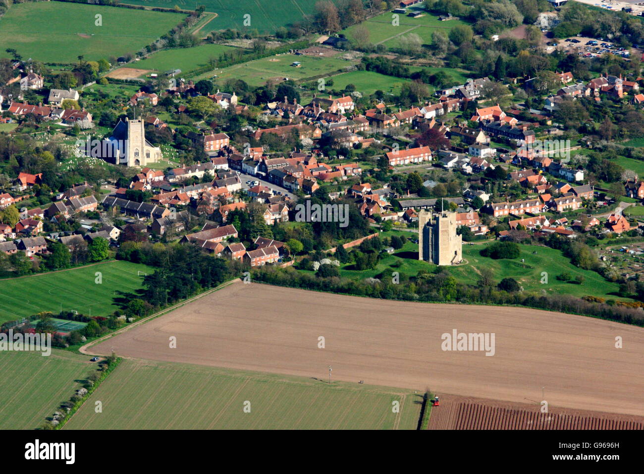 Vue aérienne du château d'Orford Banque D'Images