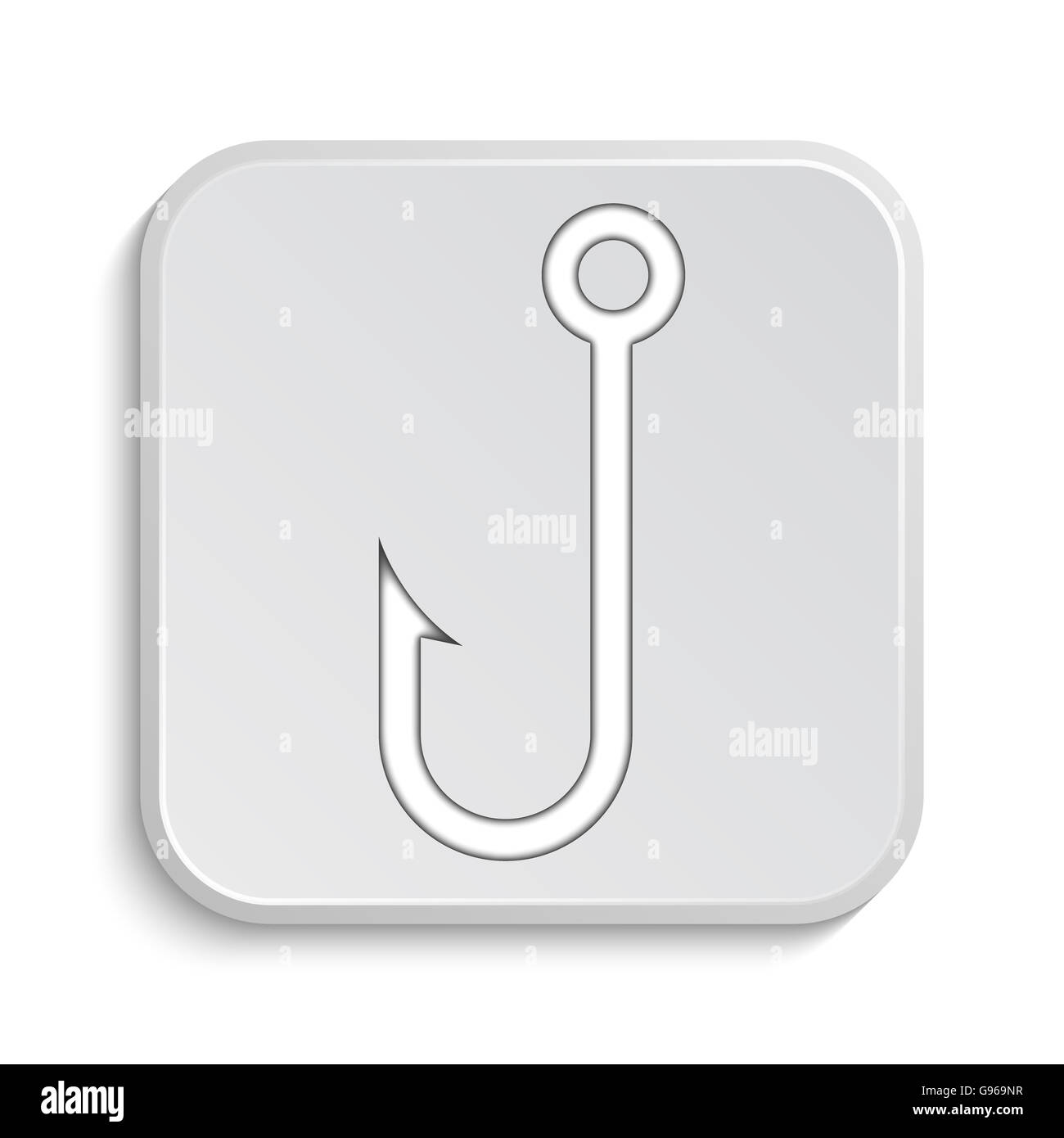 Icône de l'hameçon. Bouton Internet sur fond blanc. Banque D'Images