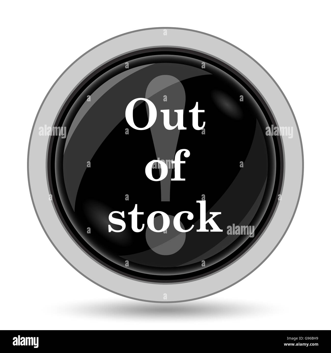 Rupture de stock icône. Bouton Internet sur fond blanc. Banque D'Images