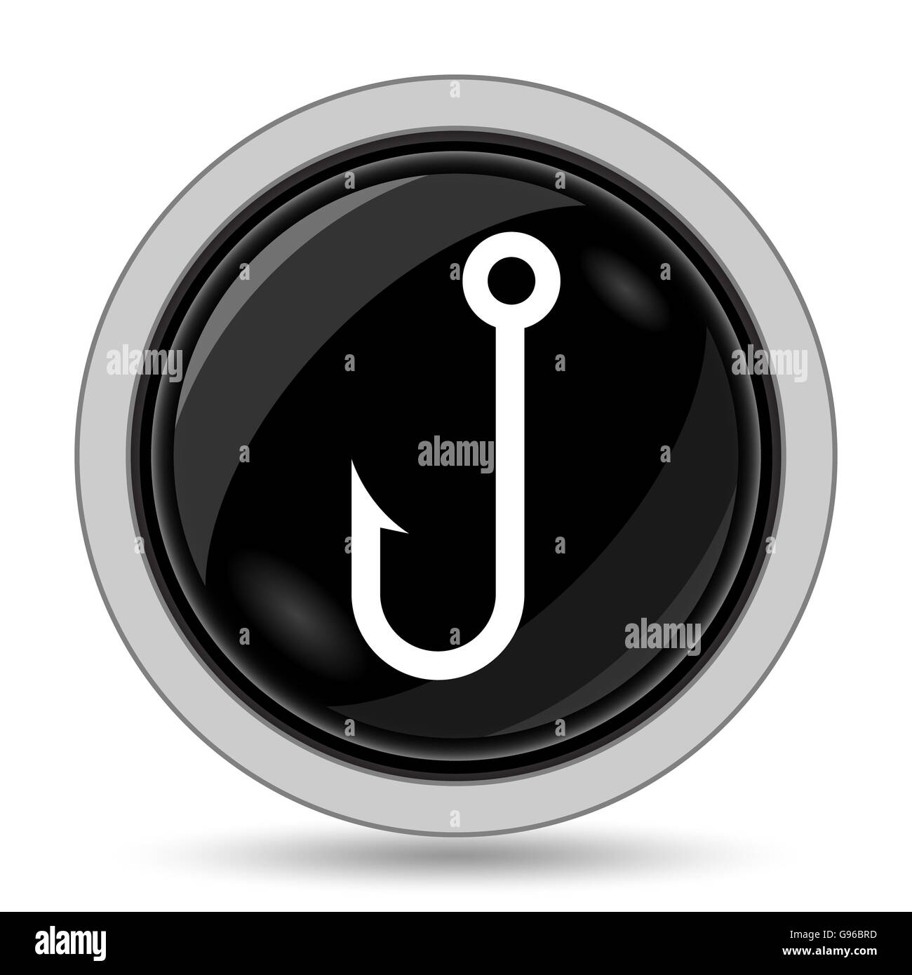 Icône de l'hameçon. Bouton Internet sur fond blanc. Banque D'Images