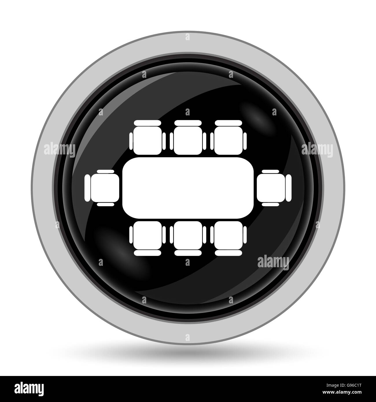 Table de réunion d'affaires. Bouton Internet sur fond blanc. Banque D'Images