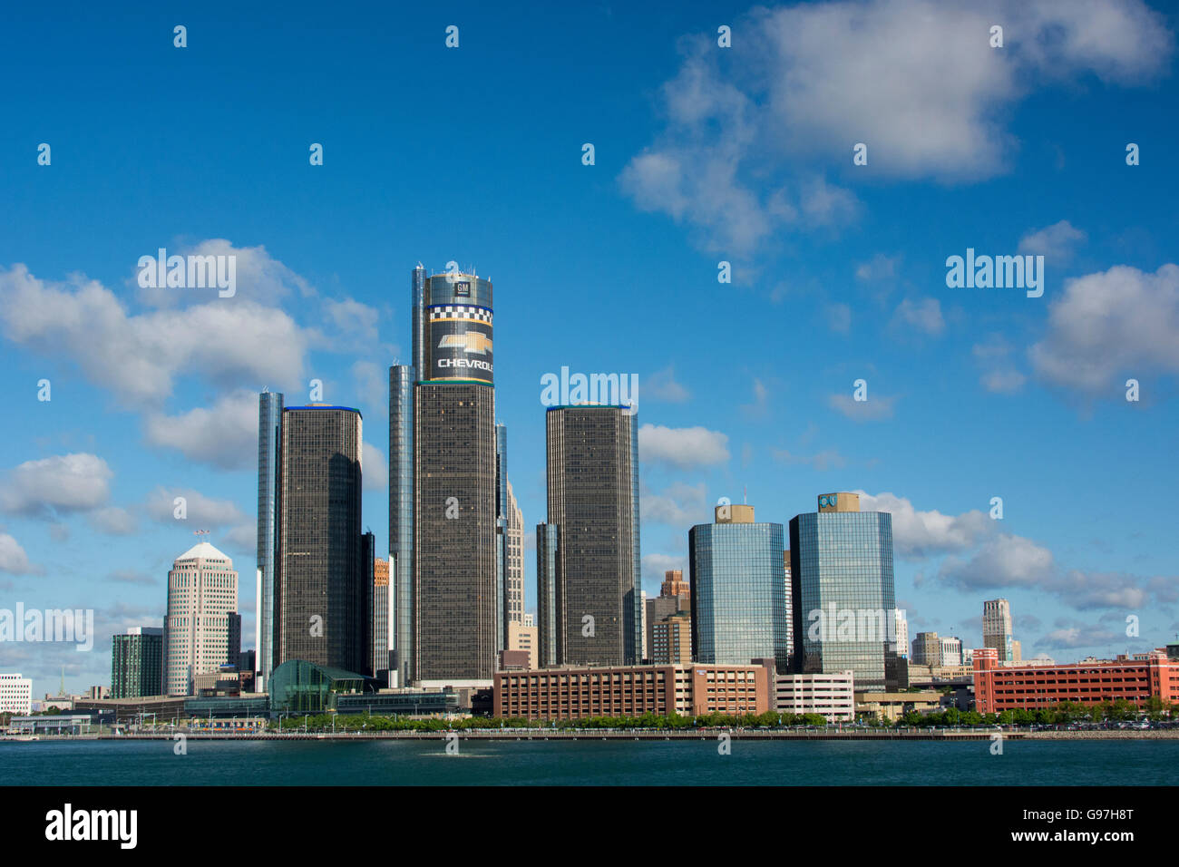 Le Michigan, Detroit. Ville de Detroit de la rivière Détroit. Banque D'Images