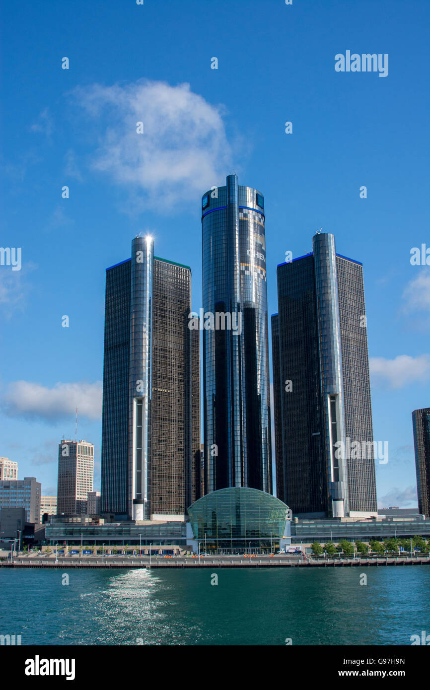 Le Michigan, Detroit. Ville de Detroit de la rivière Détroit. Banque D'Images