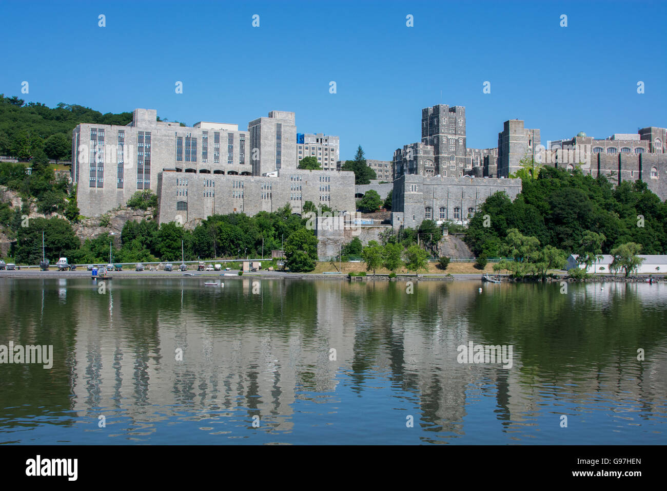 New York, vue sur la rivière Hudson de l'Académie militaire de West Point. Banque D'Images