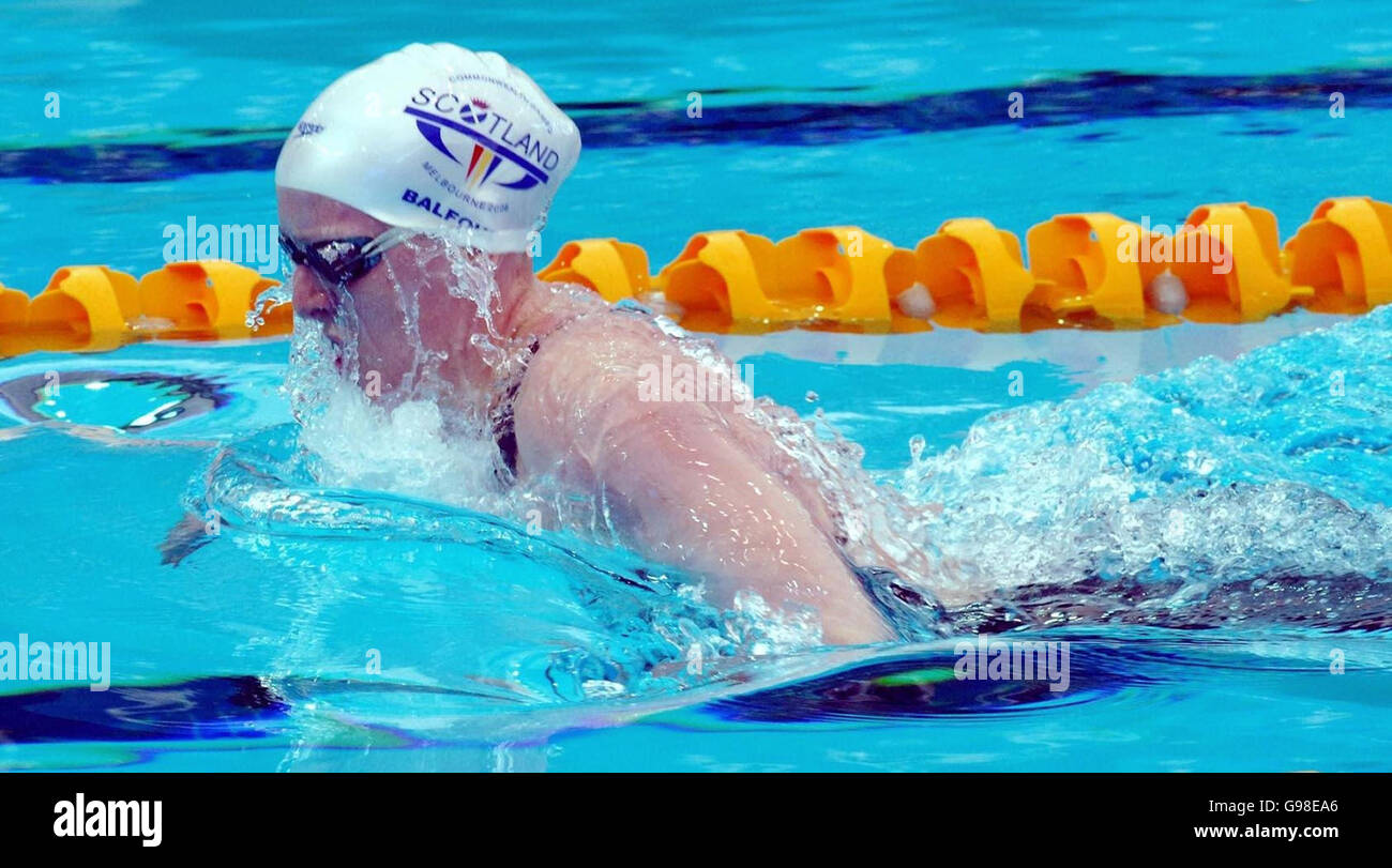 Le Balfour écossais de Kirsty en action pendant le 100m de poitrine féminin au Melbourne Sports and Aquatic Centre (MSAC), pendant les 18e Jeux du Commonwealth à Melbourne, Australie, dimanche 19 mars 2006. APPUYEZ SUR ASSOCIATION photo. Le crédit photo devrait se lire : Sean Dempsey/PA. Banque D'Images