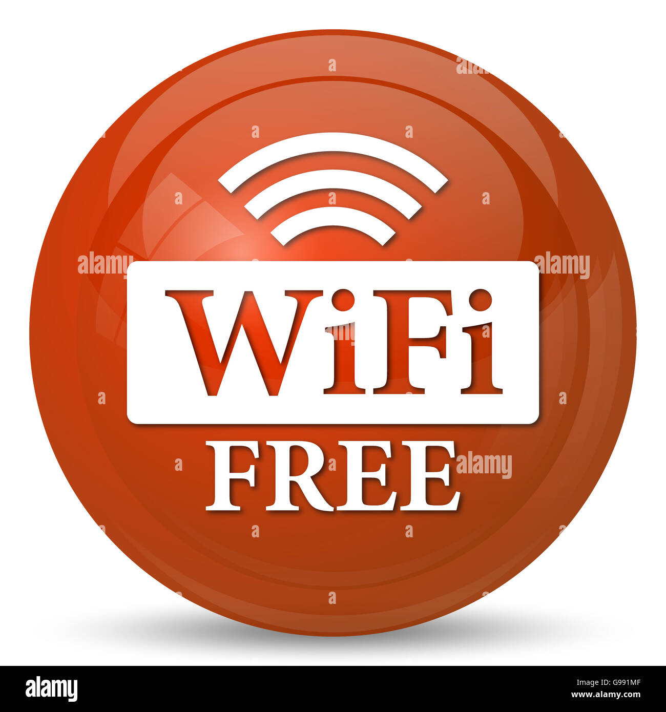 Connexion Wi-Fi au réseau local de l'icône. Bouton Internet sur fond blanc. Banque D'Images