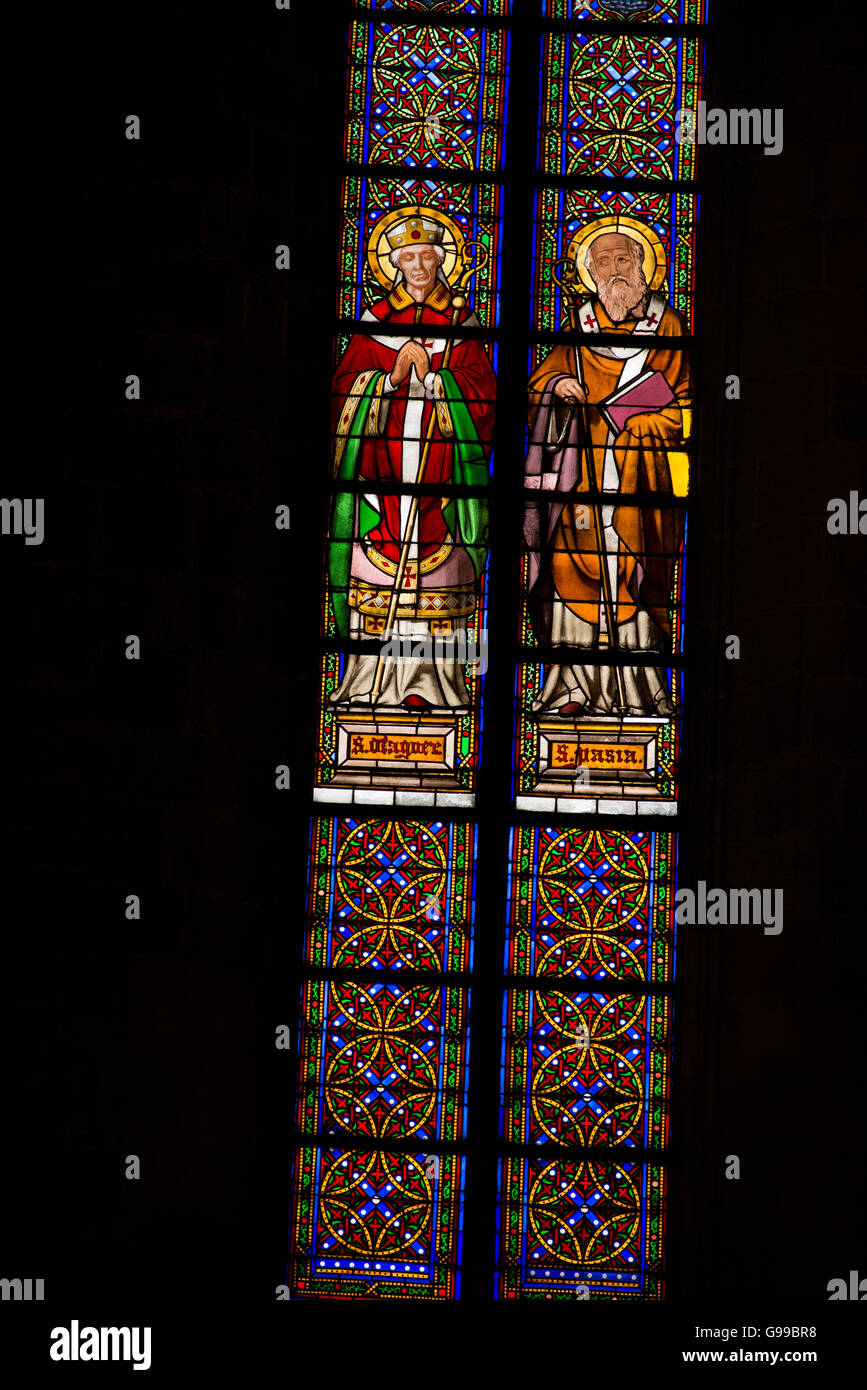 La fenêtre de verre à l'église, Barcelone Banque D'Images