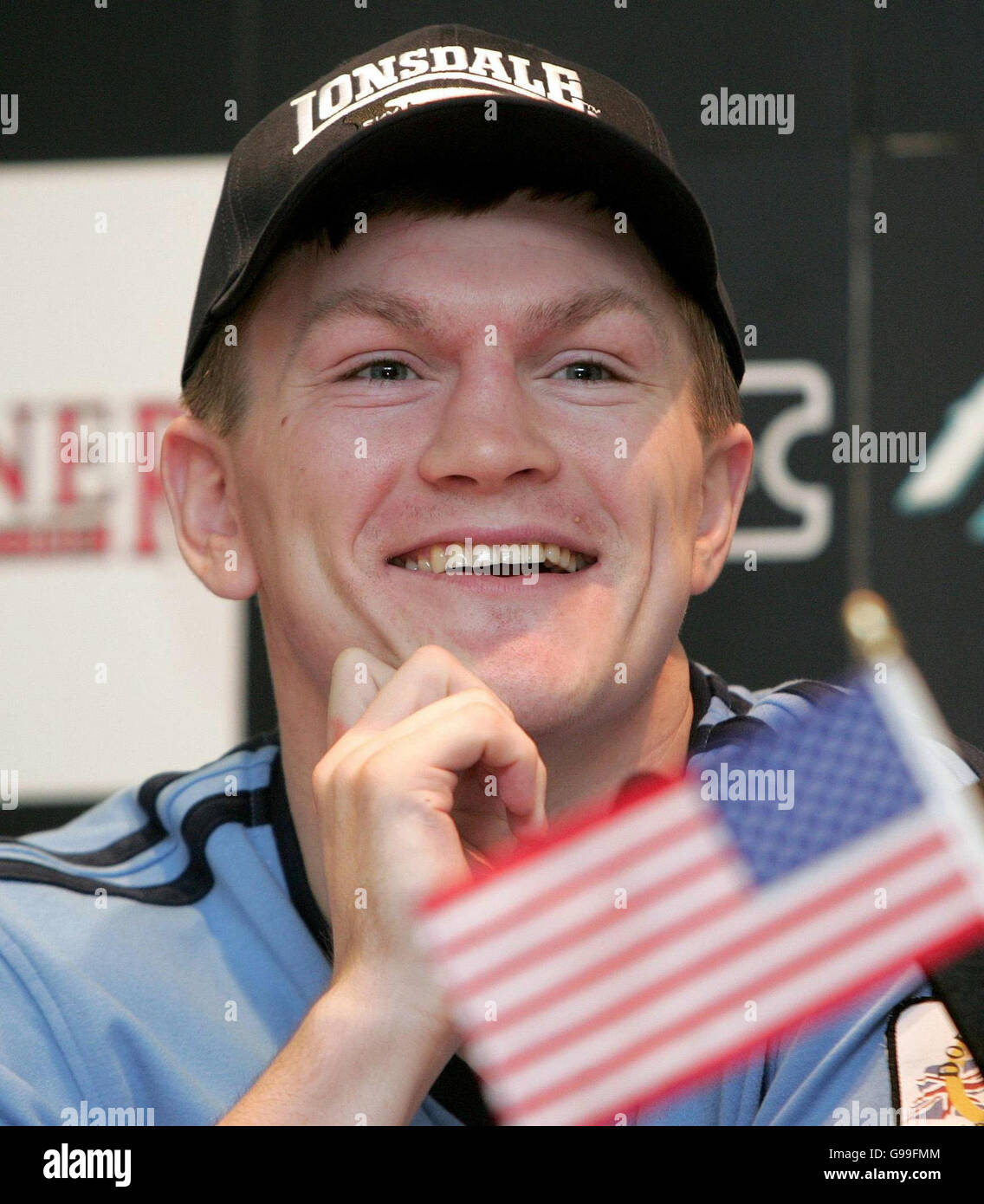 Ricky Hatton photographié au cours d'une conférence de presse à la ville de Manchester Stadium. Hatton se battra Luis Collazo le 13 mai à Boston. Banque D'Images