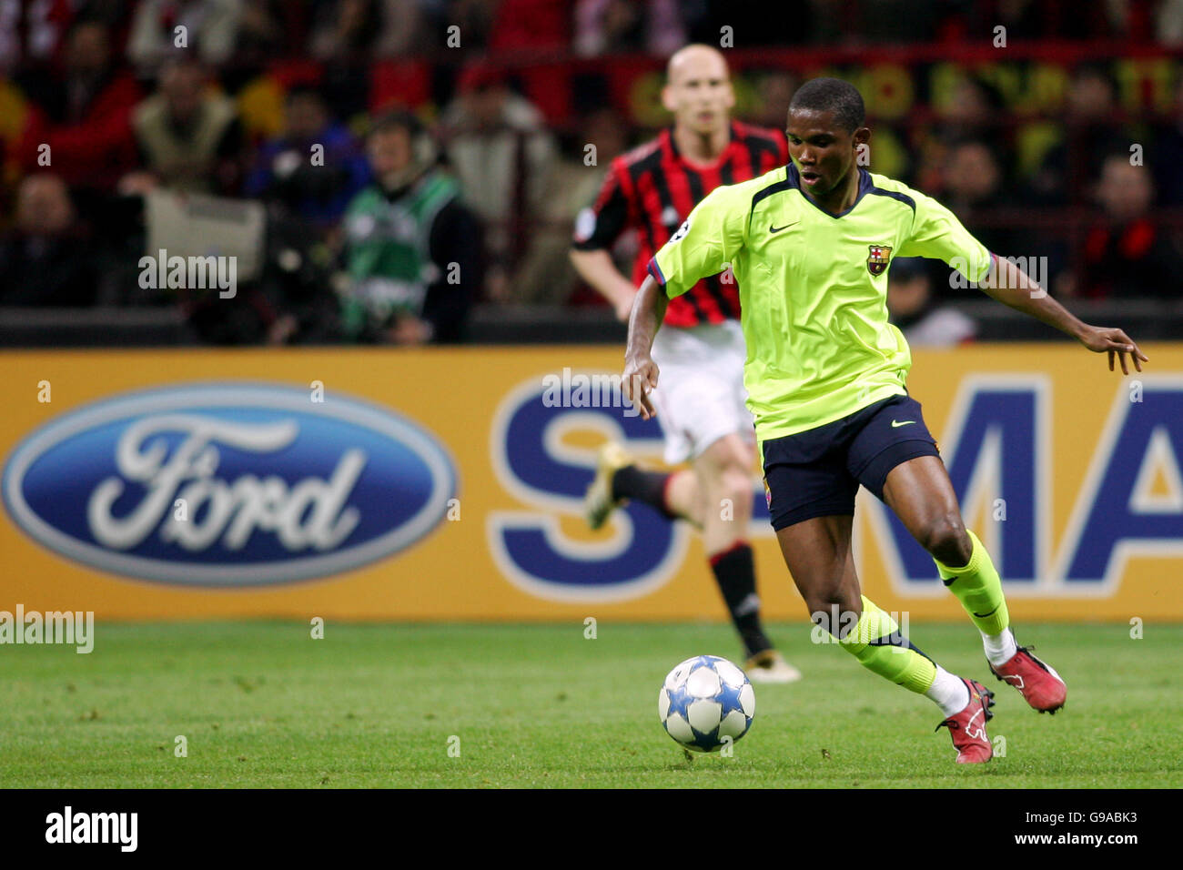 Football - Ligue des champions de l'UEFA - semi-finale - première étape - AC Milan / Barcelone - Giuseppe Meazza. Samuel ETO'o, Barcelone Banque D'Images