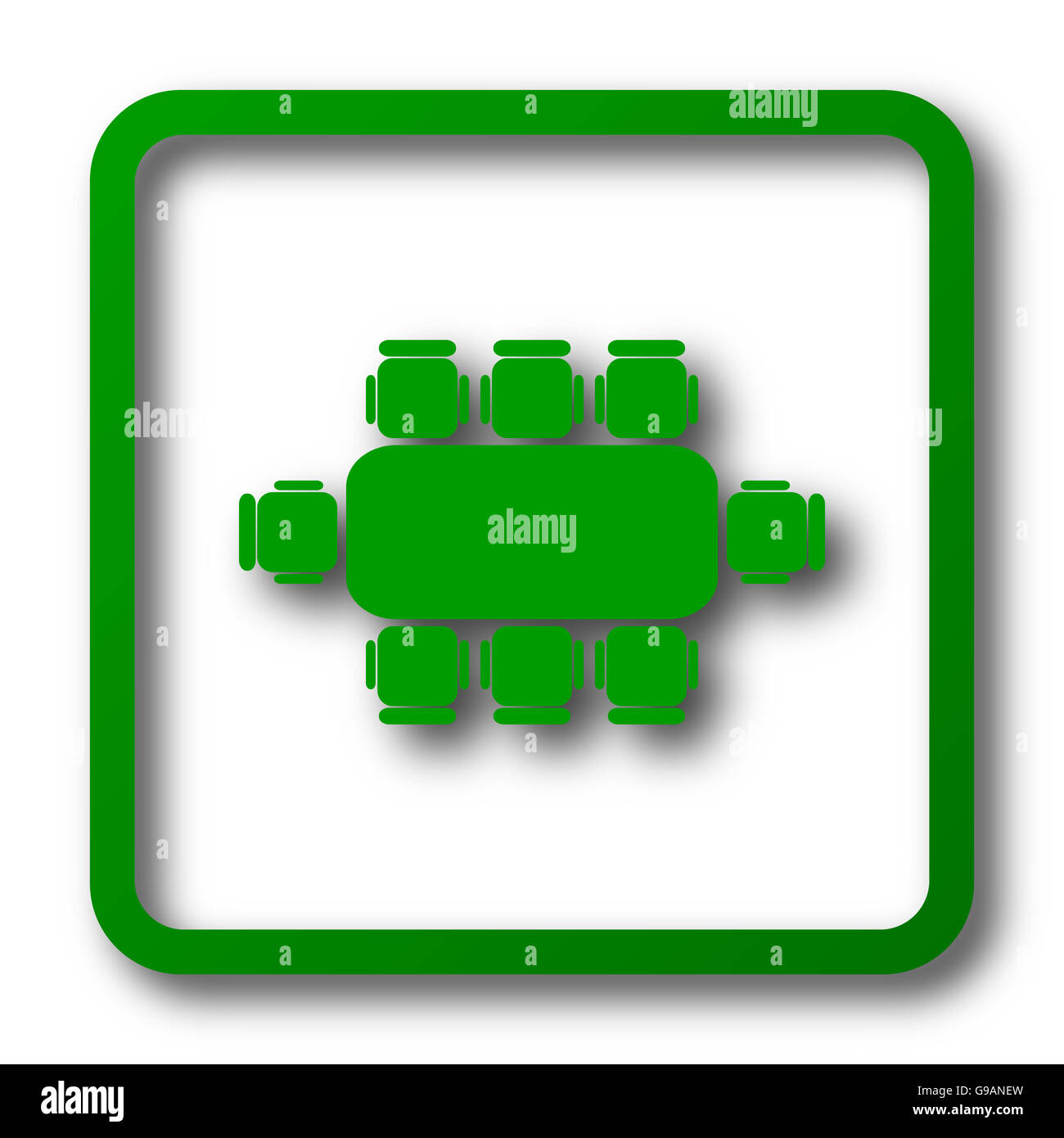 Table de réunion d'affaires. Bouton Internet sur fond blanc. Banque D'Images