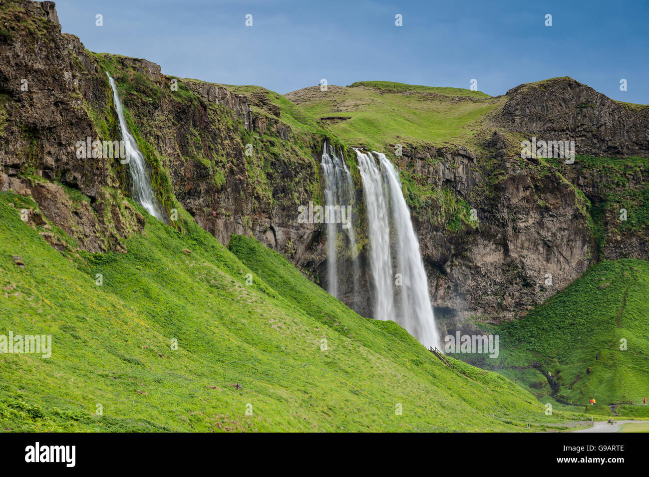 Cascade de Seljalandsfoss, l'Islande. Banque D'Images
