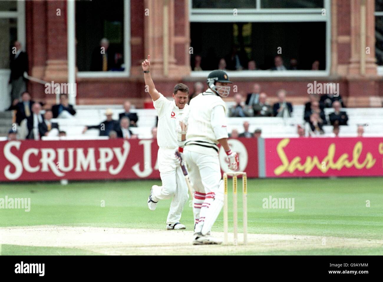 Darren Gough, en Angleterre, célèbre le cricket de Trevor au Zimbabwe Pince Banque D'Images