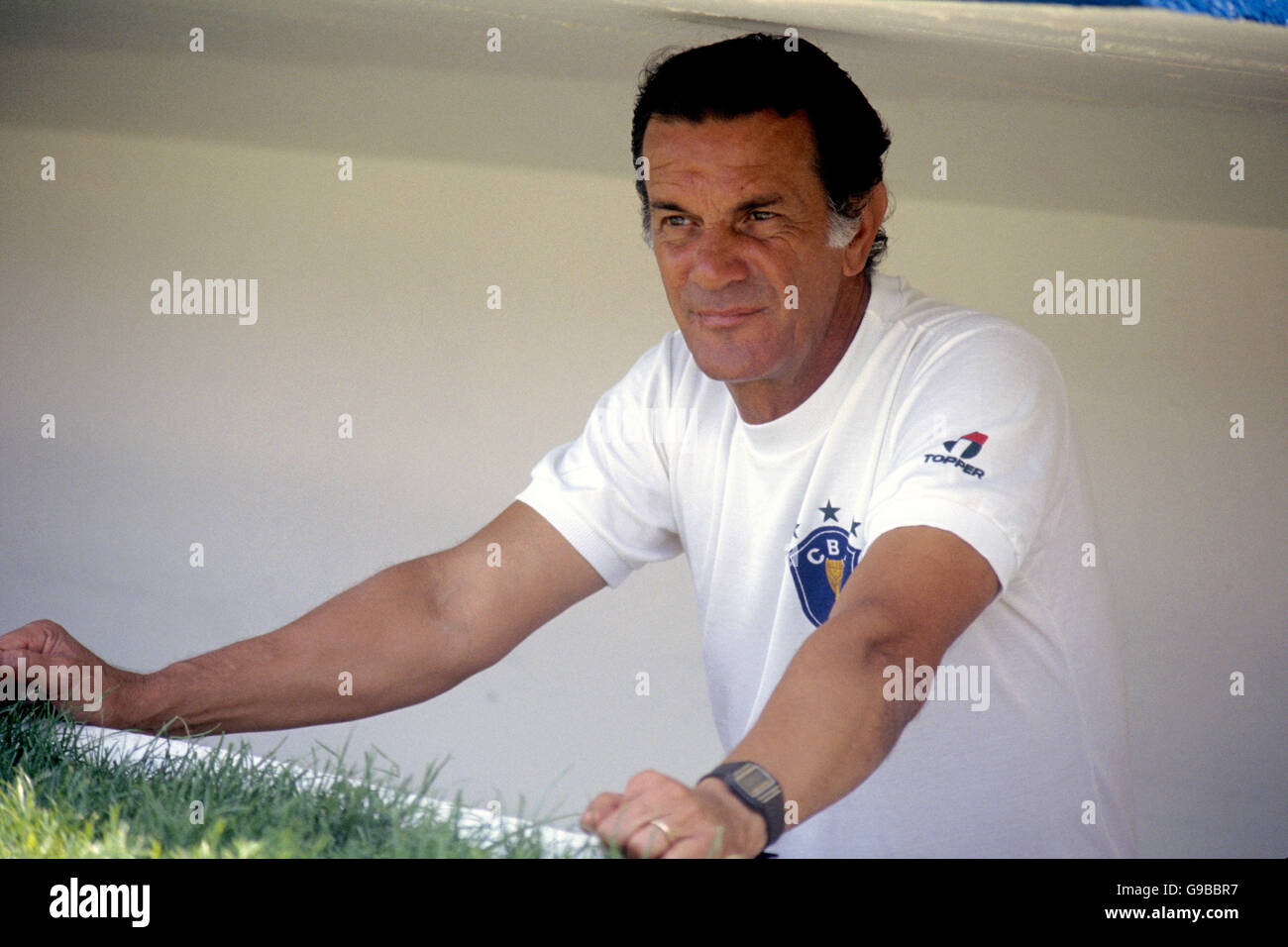 Football - coupe du monde Espagne 1982 - Groupe C - Brésil / Argentine - Stade Sarria. Directeur Brésil Tele Santana Banque D'Images