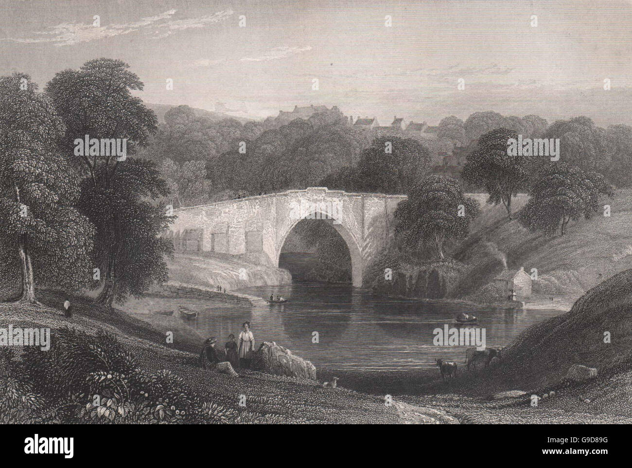 Pont de don. Ou Brig o'Balgownie, dans l'Aberdeenshire. L'Écosse. PURSER, 1838 Banque D'Images