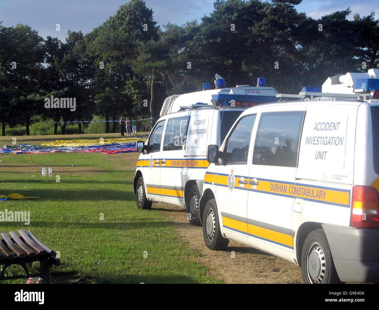 Deux tués dans un accident d'art gonflable Banque D'Images