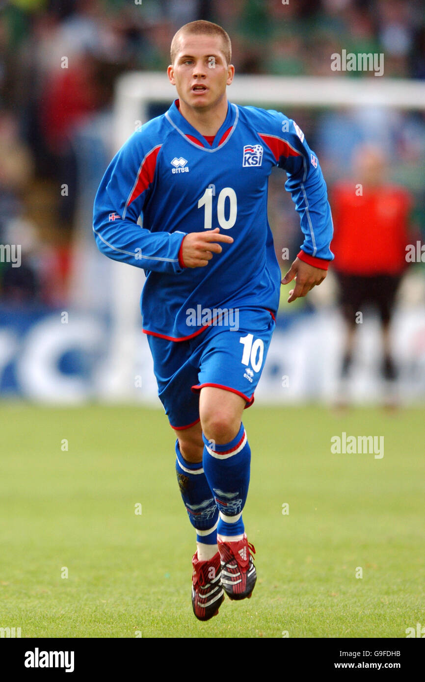 Football - Championnat d'Europe de l'UEFA qualification 2008 - Groupe F - Irlande du Nord / Islande - Windsor Park. Joey Gujonsson, Islande Banque D'Images