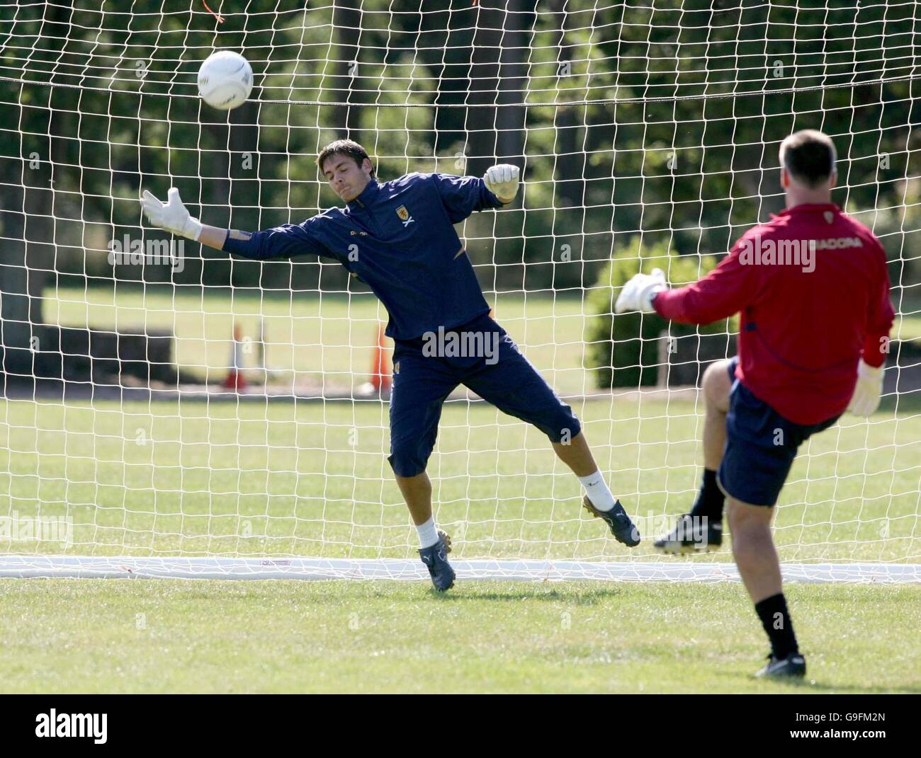 Craig Gordon en Écosse pendant une séance de formation à l'Université St Andrews à St Andrews. Banque D'Images