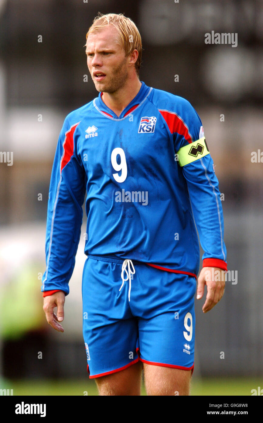 Football - Championnat d'Europe de l'UEFA qualification 2008 - Groupe F - Irlande du Nord / Islande - Windsor Park. Eidur Gudjohnsen, Islande Banque D'Images