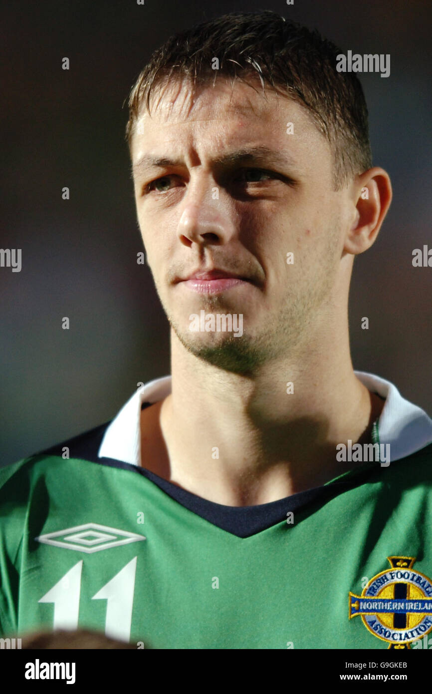 Football - Championnat d'Europe de l'UEFA qualification 2008 - Groupe F - Irlande du Nord / Espagne - Windsor Park. Chris Baird, Irlande du Nord Banque D'Images