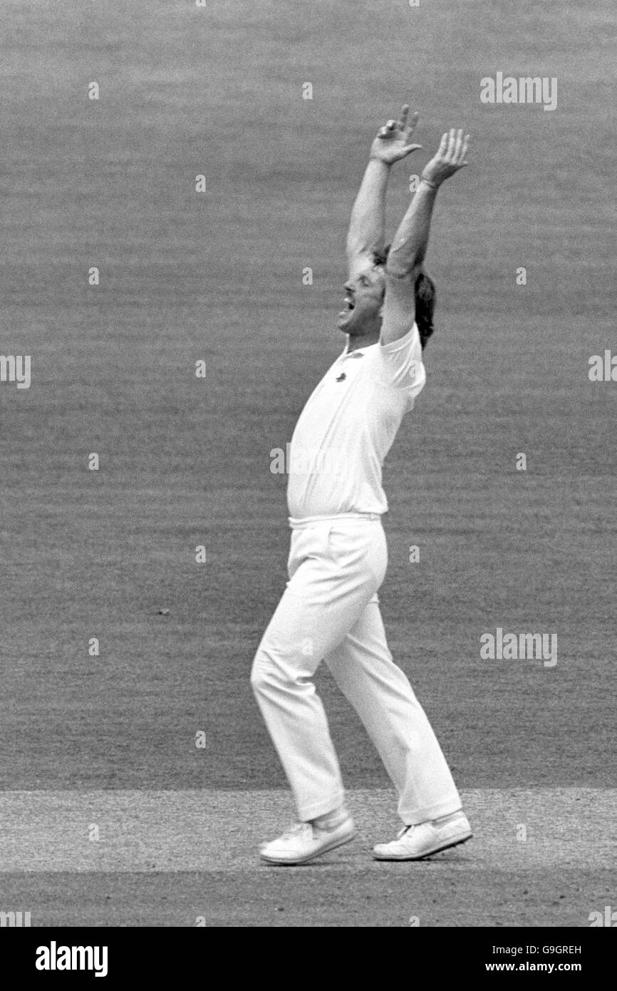 Cricket - le Trophée Wisden - second Test - Angleterre v Antilles - Lord's - troisième jour.Ian Botham, de l'Angleterre, célèbre la prise de la porte du capitaine Clive Lloyd des West Indies (pas sur la photo) Banque D'Images
