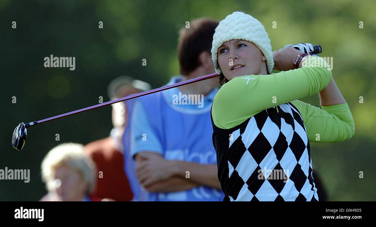 Danielle Masters d'Angleterre pendant l'Open féminin d'Angleterre au club de golf de Chart Hills, Biddenden, Kent. Banque D'Images