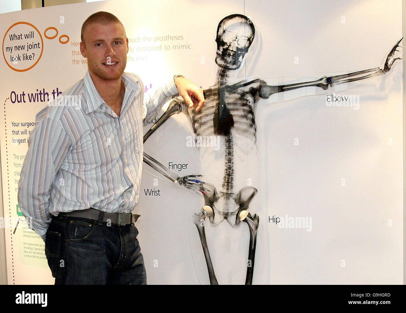 Andrew Flintoff à Wrightington Hospital Banque D'Images
