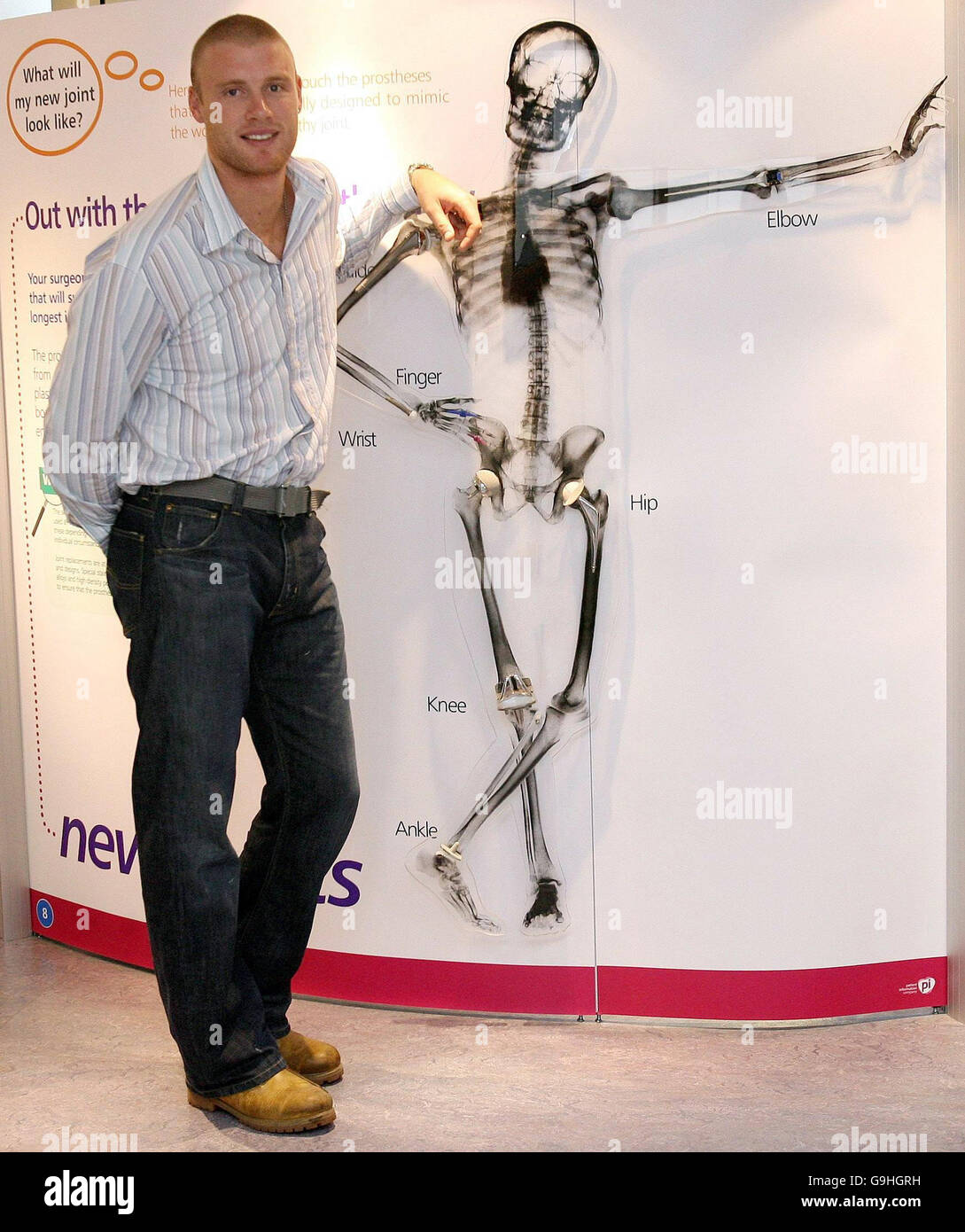 Andrew Flintoff à Wrightington Hospital Banque D'Images