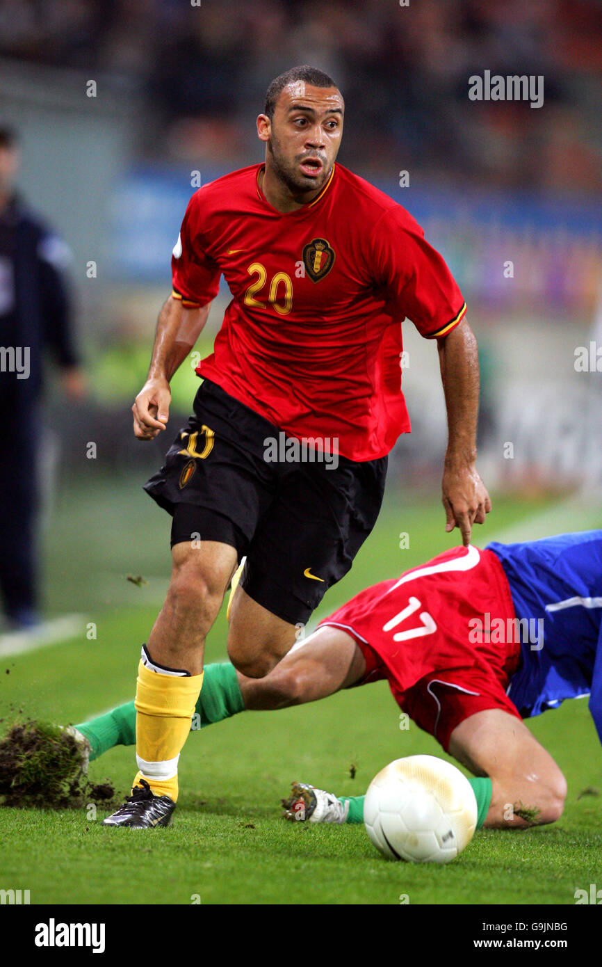 Football - Championnat d'Europe de l'UEFA qualification 2008 - Groupe A - Belgique / Azerbaïdjan - Stade constant Vanden stock.Anthony Vanden Borre, Belgique Banque D'Images
