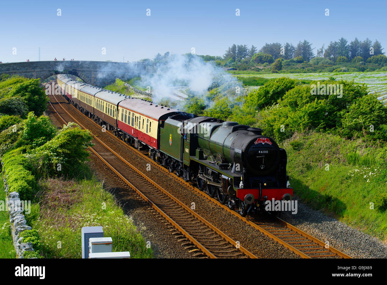 46100 Royal Scot Locomotive at Valley, Anglesey, , Banque D'Images