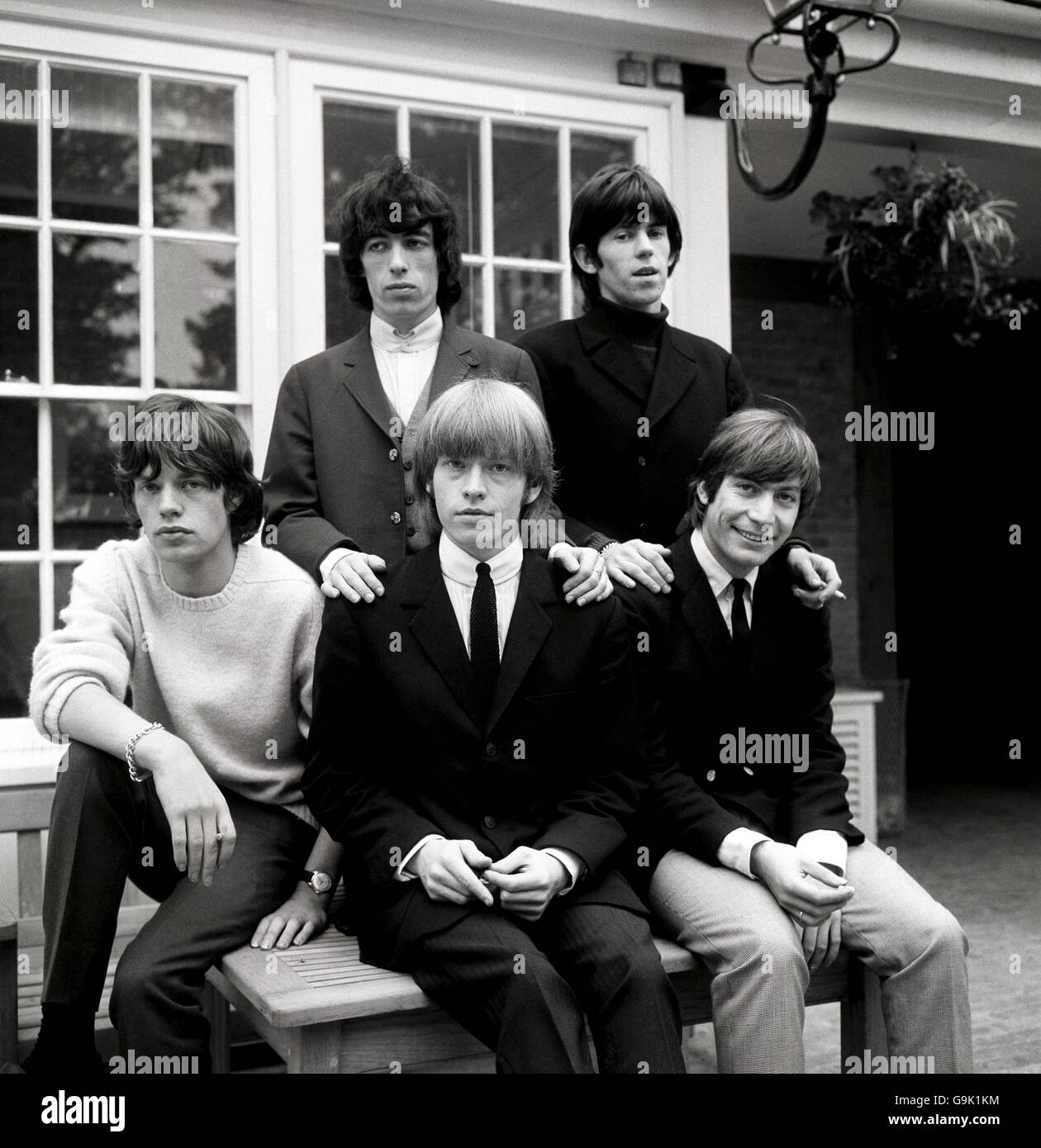 Les Rolling Stones, de gauche à droite: Mick Jagger, Bill Wyman, Brian Jones, Keith Richards et Charlie Watts. Banque D'Images