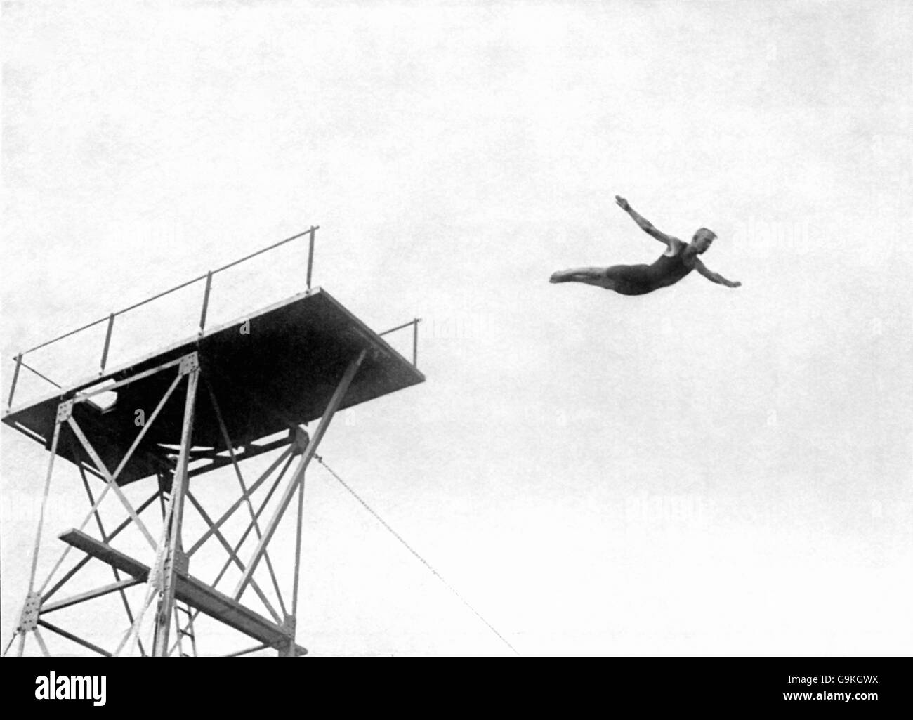 Plongée - Jeux Olympiques de Londres 1908 - Highboard - White City.Arvid Sandberg en Suède, médaillé de bronze en plongée Banque D'Images