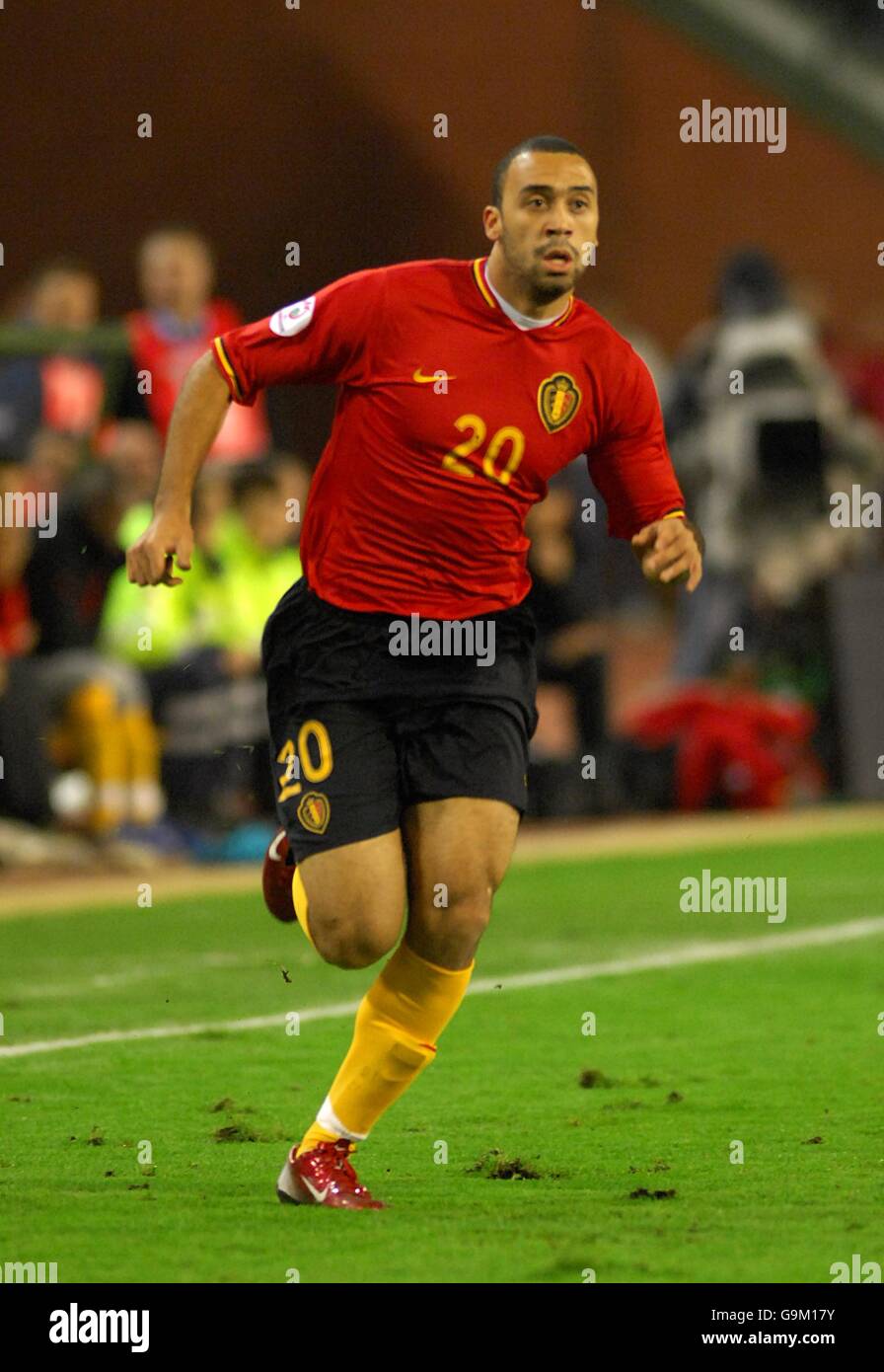 Football - Championnat d'Europe de l'UEFA qualification 2008 - Groupe A - Belgique / Pologne - Stade Roi Baudoin. Anthony Vanden Borre, Belgique Banque D'Images