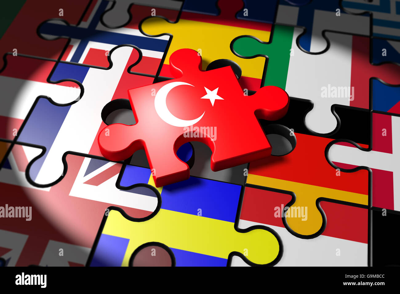 3d illustration des négociations d'adhésion entre la Turquie et l'UE Banque D'Images