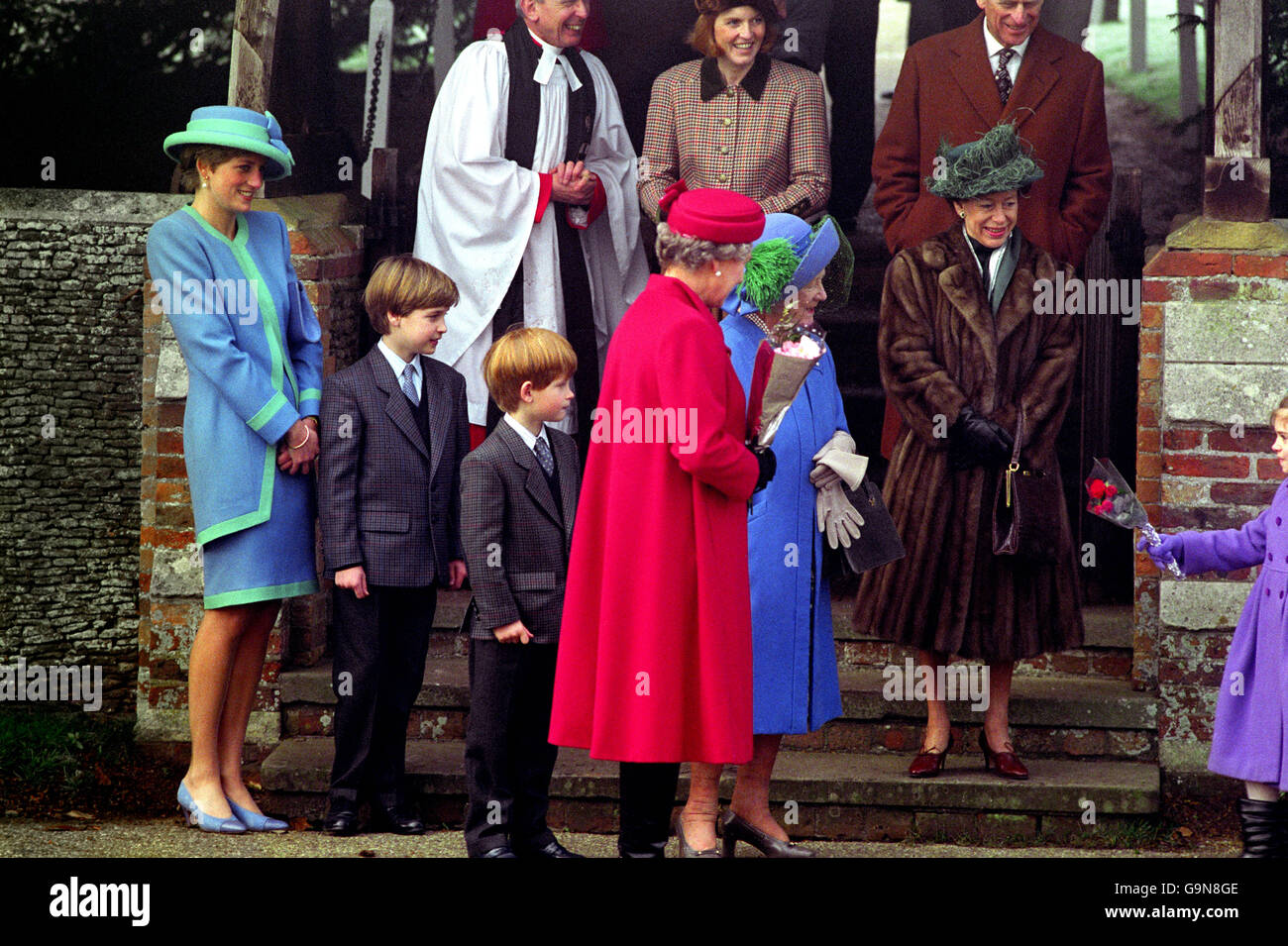 Sandrignham la famille royale à Noël Banque D'Images