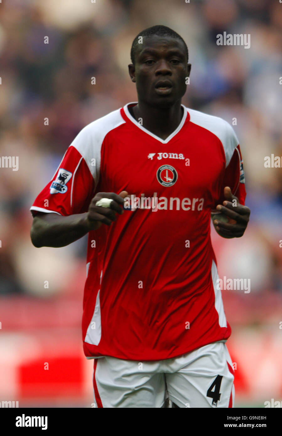 Soccer - FA Barclays Premiership - Wigan Athletic / Charlton Athletic - The JJB Stadium.Amdy Faye, Charlton Athletic Banque D'Images