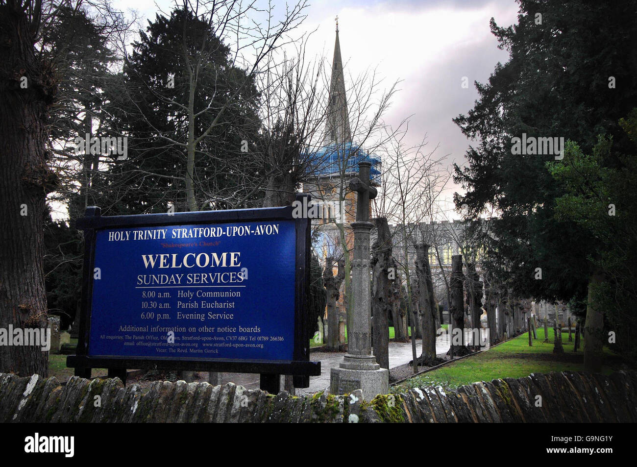 Une vue générale de l'église de la Sainte Trinité à Stratford-upon-Avon, où William Shakespeare adorait et est enterré, qui a besoin d'urgence de réparations d'une valeur de million de livres. Banque D'Images